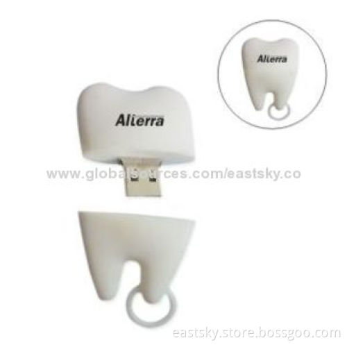 Custom Tooth Shape USB flash drive, made of soft PVC material, OEM orders welcome